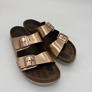 Birkenstock Arizona Copper Rose Gold Metallic Sandals Mens 9 Womens 11 Size 42